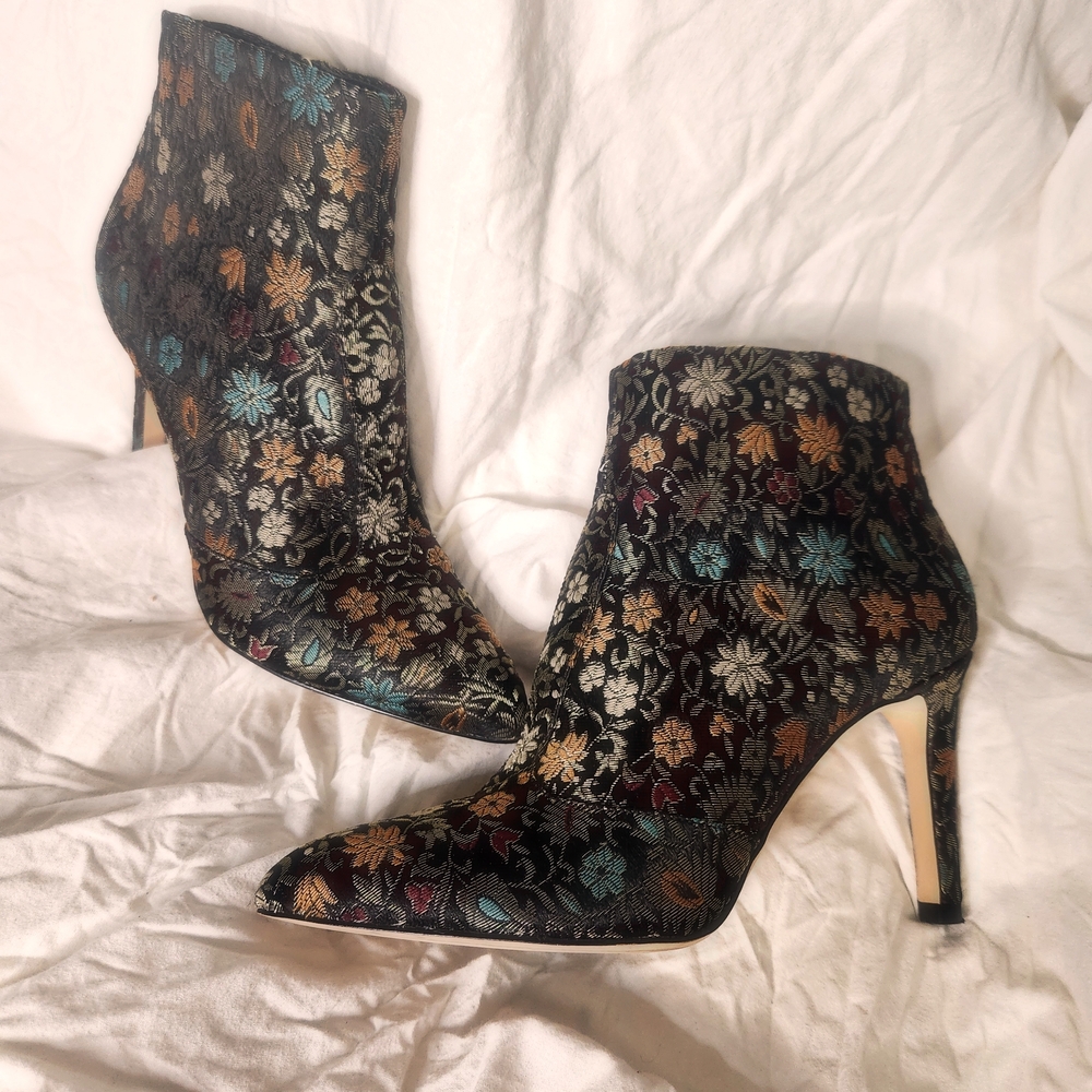 Sam Edelman Floral Embroidered Tapestry Ankle Boots